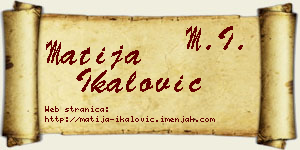 Matija Ikalović vizit kartica
